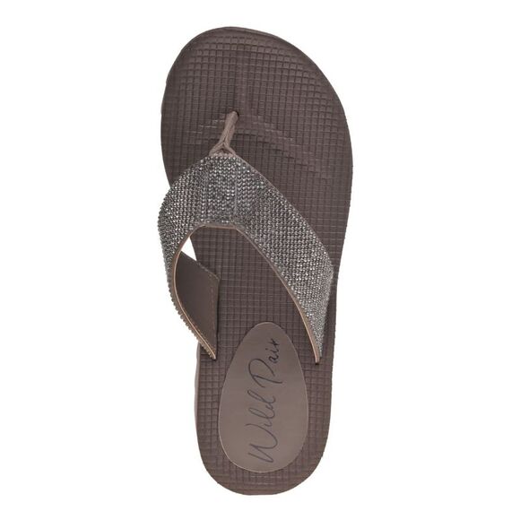 WILD PAIR Womens Brown Kalabasas Toe Wedge Slip On Flip Flop Sandal 7.5 M - Picture 2 of 4